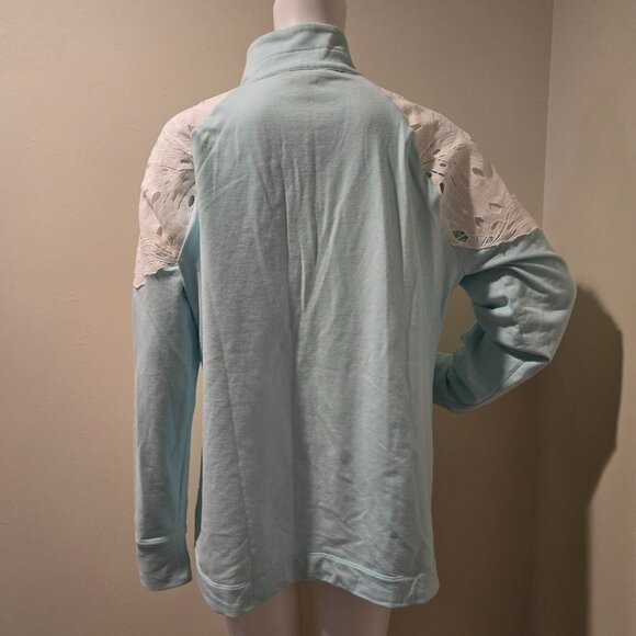 Lilly Pulitzer Cabella Cutout Popover Sweatshirt Light Blue XL - Picture 5 of 5